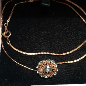 ANTIQUE 10K GOLD AQUAMARINE NECKLACE 1920’S